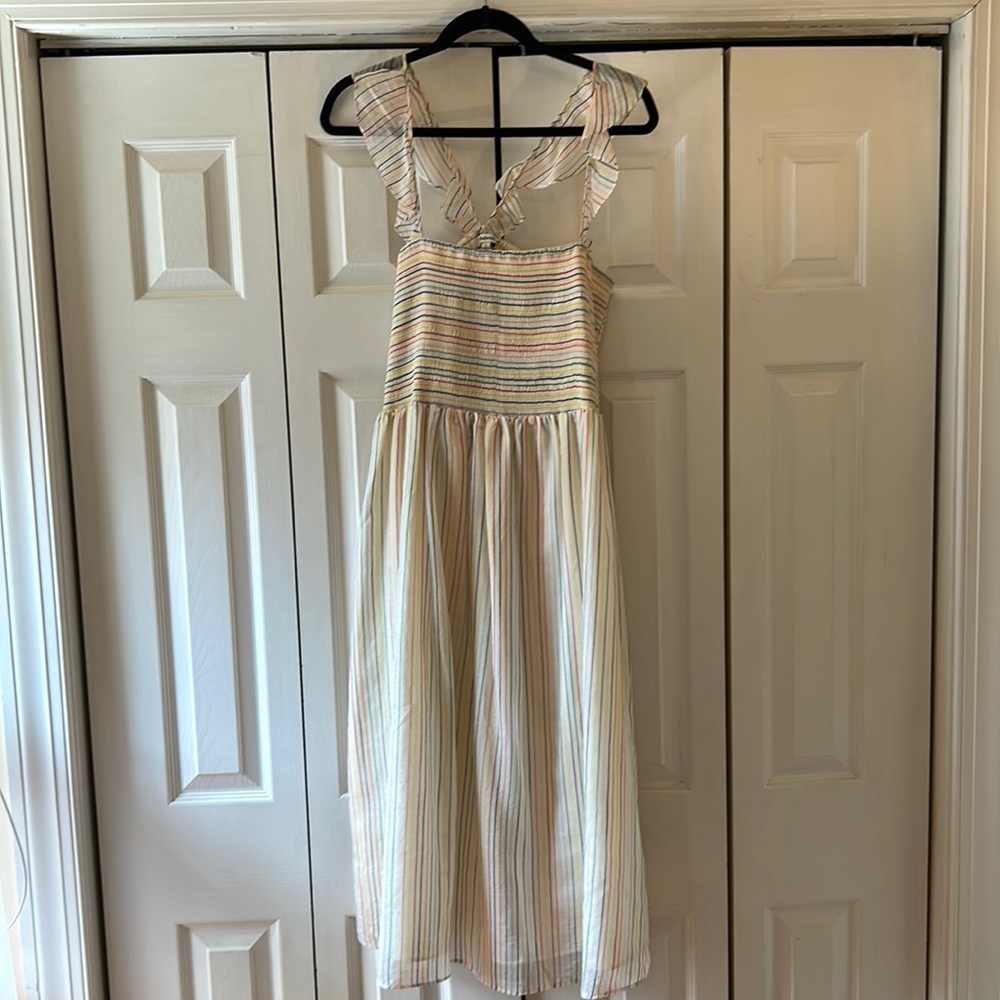 Madewell Pink and Orange Smocked Sundress